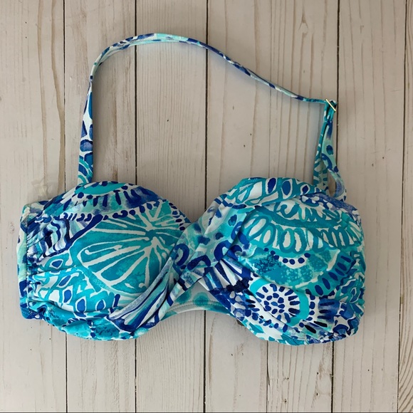 Lily Pulitzer Blue strapless/strap swim top